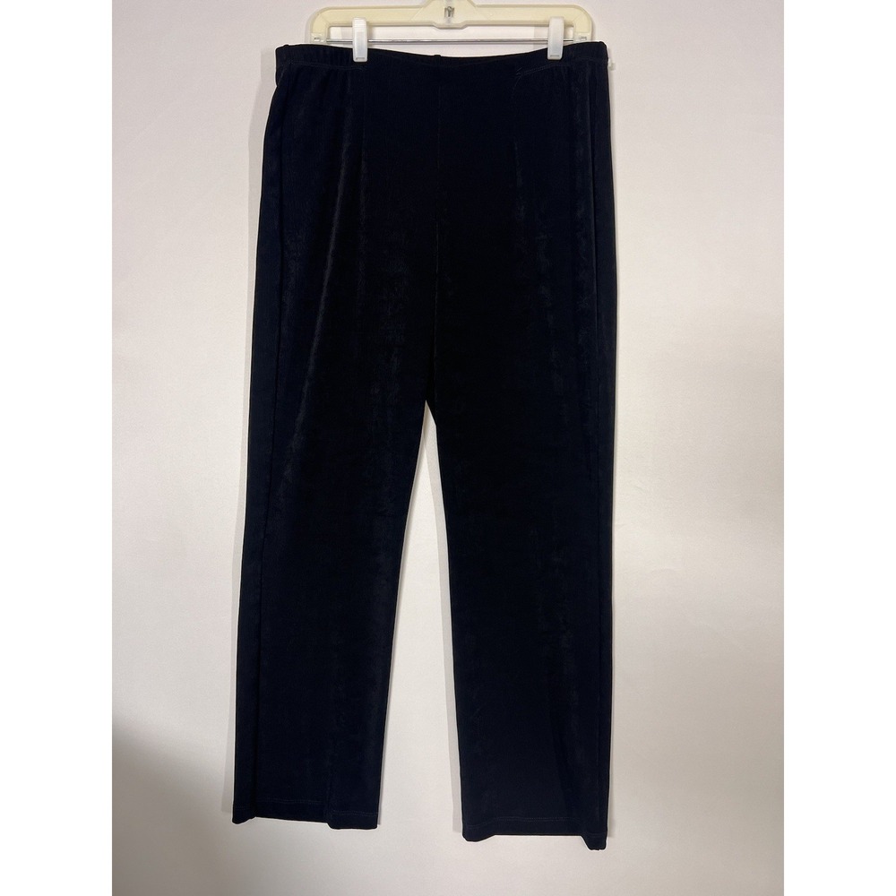 Chicos Travelers 2R Slinky Womens Black  Stretch Elastic Waist Pull On Pants